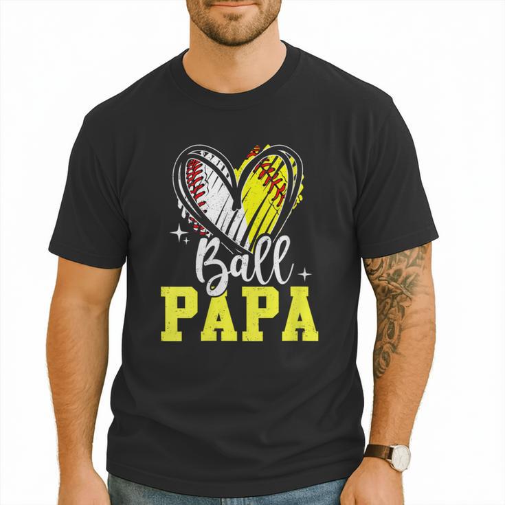 Ball Papa Softball Baseball Dad Daddy Men T-Shirt