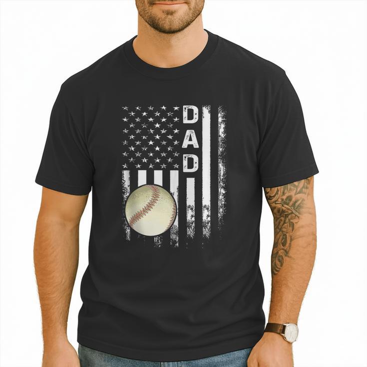 Baseball Dad America Flag Vintage Christmas Xmas Men T-Shirt