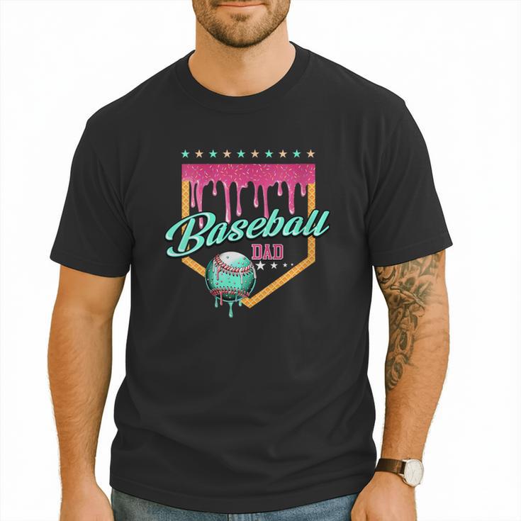 Baseball Dad Drip Home Plate Dripping Ice Cream Men T-Shirt