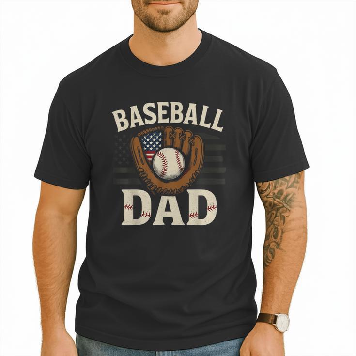 Baseball Dad Fathers Day American USA Flag Men Boys Kids Men T-Shirt