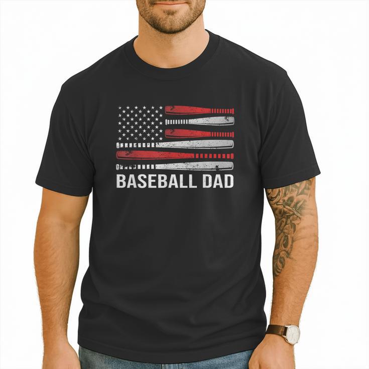 Baseball Dad Father's Day US Flag Baseball Men T-Shirt