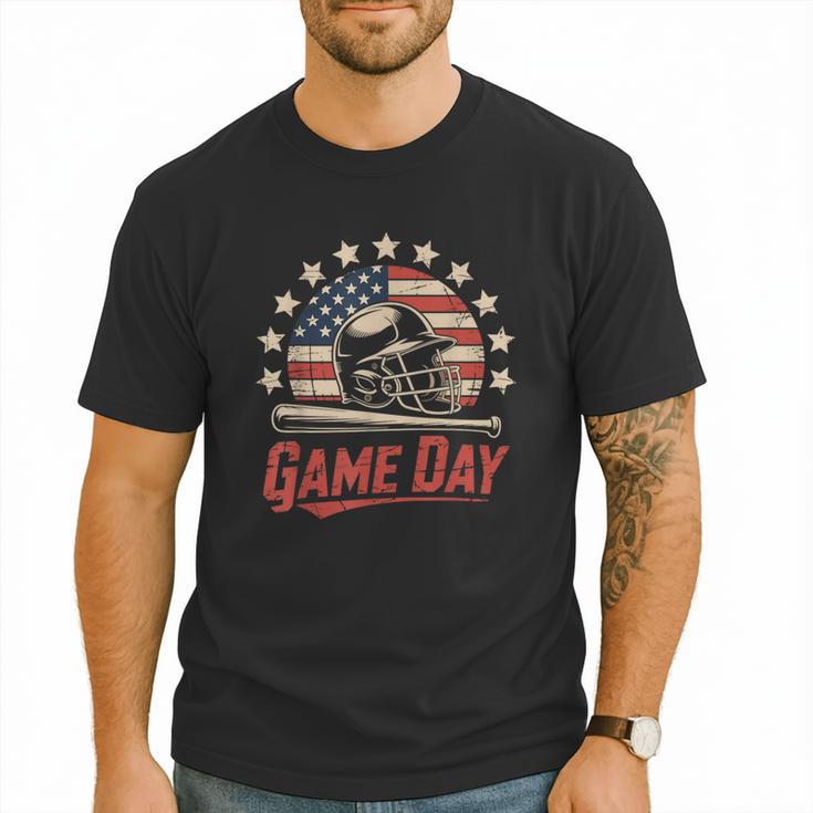 Baseball Dad Game Day USA Flag Men T-Shirt Baseball Dad Game Day USA Flag Men T-Shirt