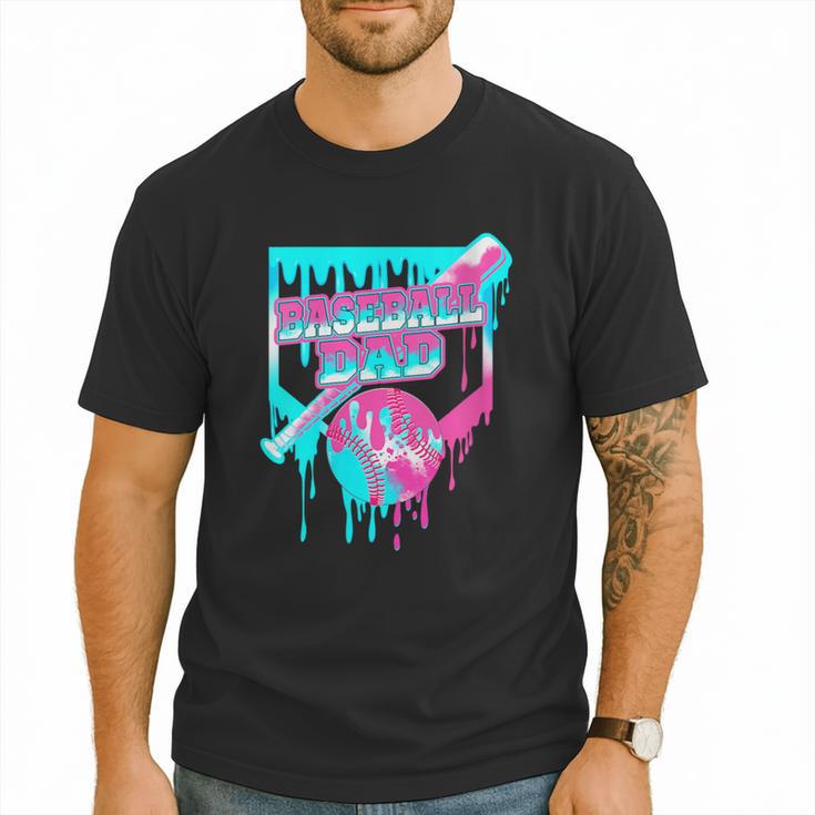 Baseball Dad Home Plate Ice Cream Drip Father's Day Men T-Shirt
