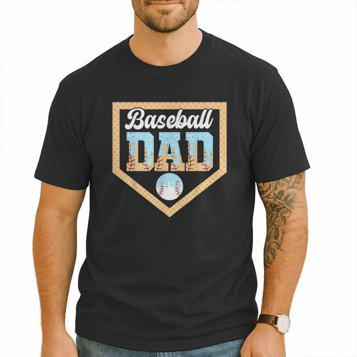 Baseball Dad Ice Cream Drip Home Plate Cool Fathers Day Men T-Shirt