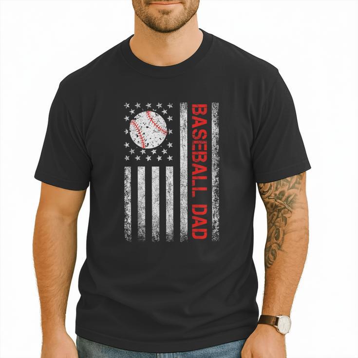 Baseball Dad USA American Flag Men Daddy Fathers Day Men T-Shirt