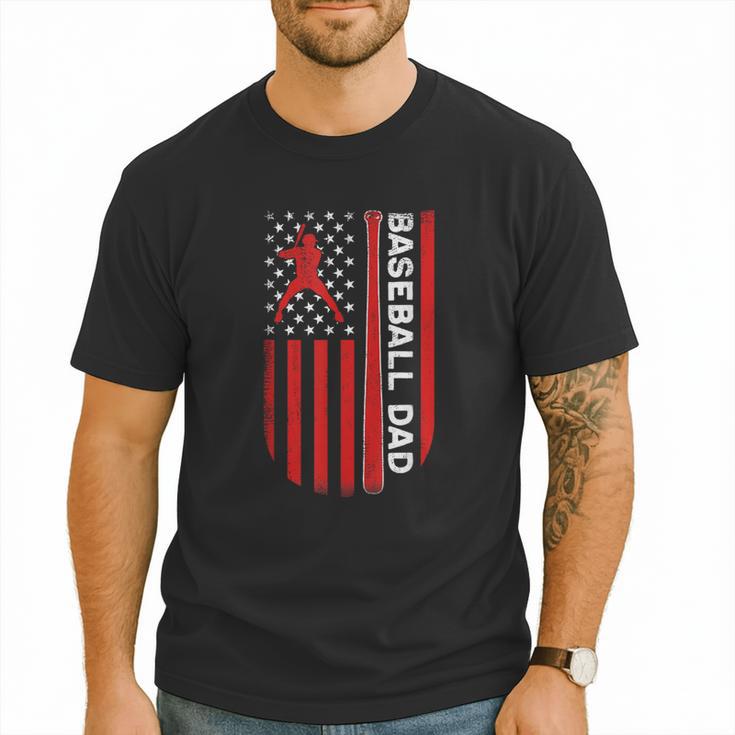 Baseball Dad Usa American Flag Patriotic Dad Father's Day Men T-Shirt