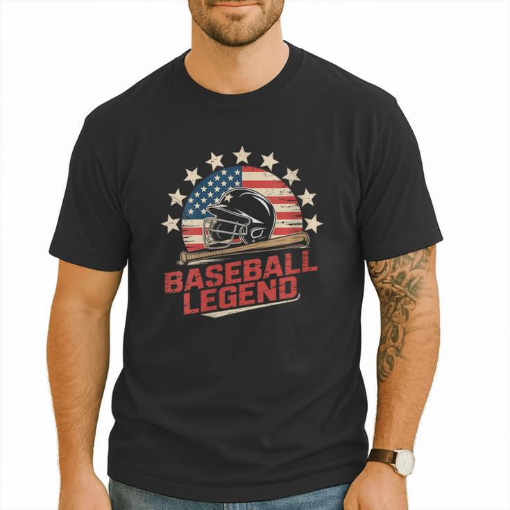 Baseball Dad USA Flag Men T-Shirt