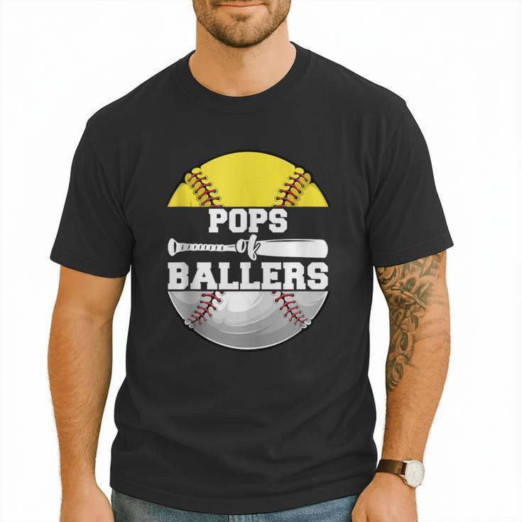 Pops Of Ballers Softball Baseball Dad Men T-Shirt