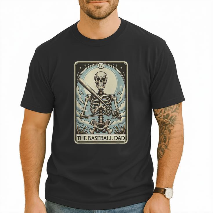 Retro Skeleton Baseball Dad Tarot Card Halloween Sport Lover Men T-Shirt