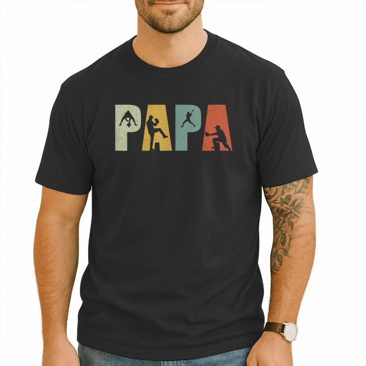 Vintage Baseball Dad Papa Fathers Day Men T-Shirt
