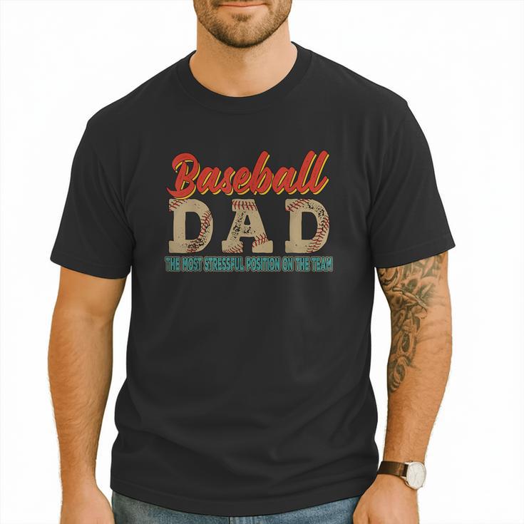 Vintage Baseball Dad Most Stressful Position On The Team Men T-Shirt