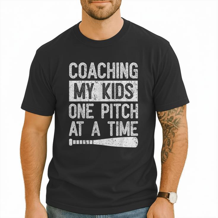 Vintage Coaching My Kids One Pitch At A Time Baseball Dad Men T-Shirt
