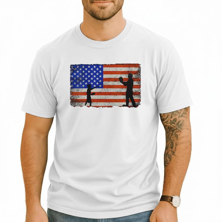Baseball Coach Baseball Dad American Flag Men T-Shirt