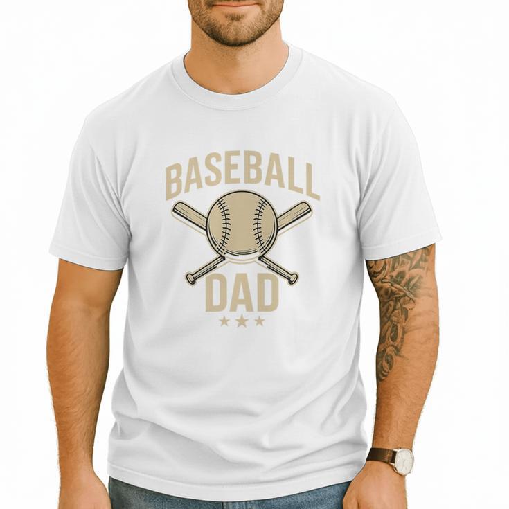 Baseball Dad Crossed Bats Cool Sports Fan Vintage Premium Men T-Shirt