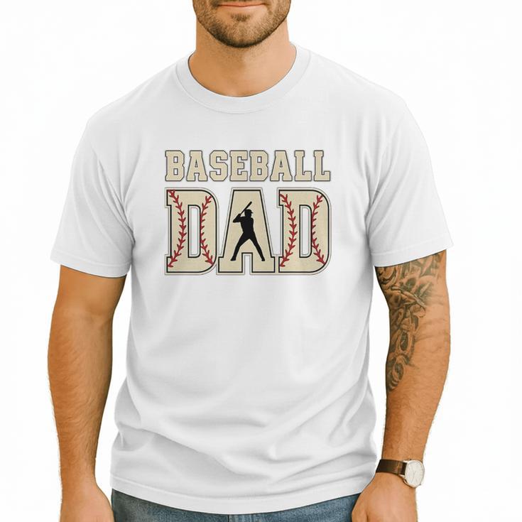 Baseball Dad Distressed Bold Stitch Graphic Sports Father Premium Men T-Shirt