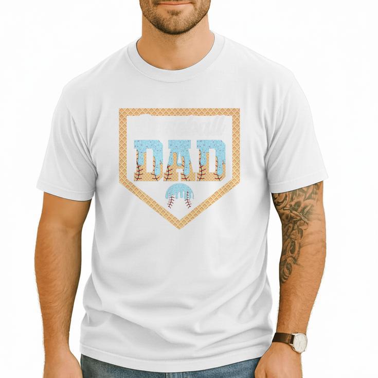 Baseball Dad Ice Cream Drip Home Plate Cool Fathers Day Premium Men T-Shirt