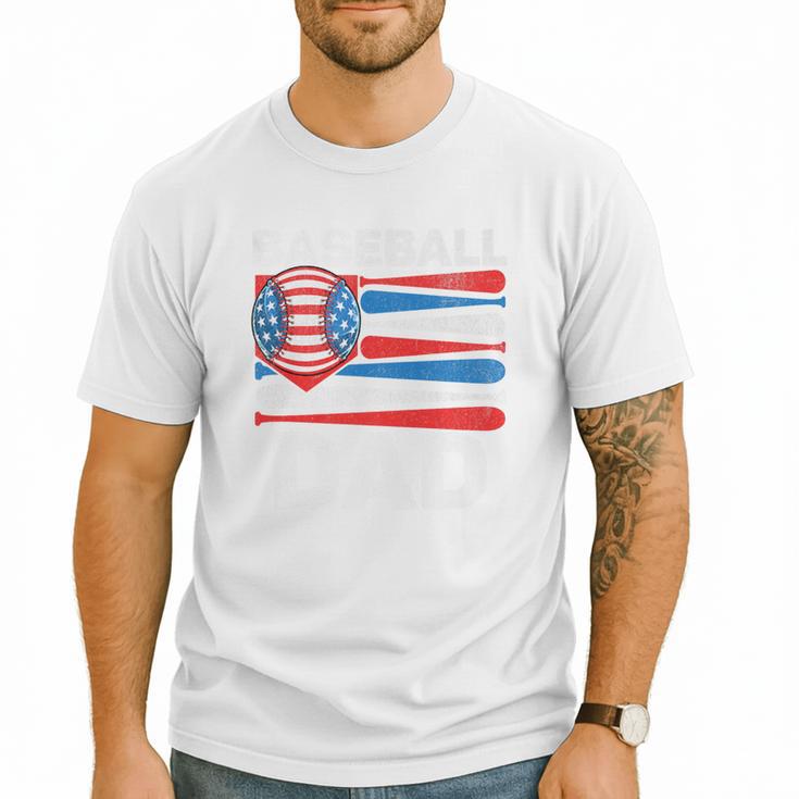 Baseball Dad For Men American Flag 4th Of July Fathers Day Premium Men T-Shirt