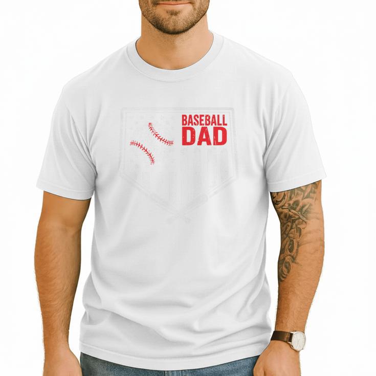 Baseball Dad Men USA American Flag Fathers Day 4th Of July Premium Men T-Shirt