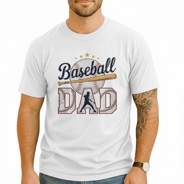Baseball Dad Player Cool Retro Sports Fan Father's Day Premium Tri-Blend Men T-Shirt