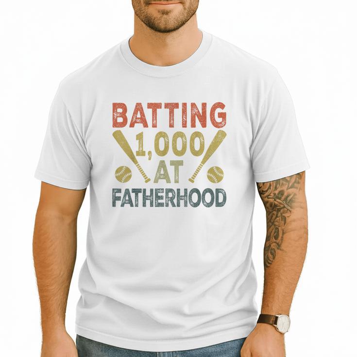 Baseball Dad Vintage Batting 1000 At Fatherhood Men T-Shirt