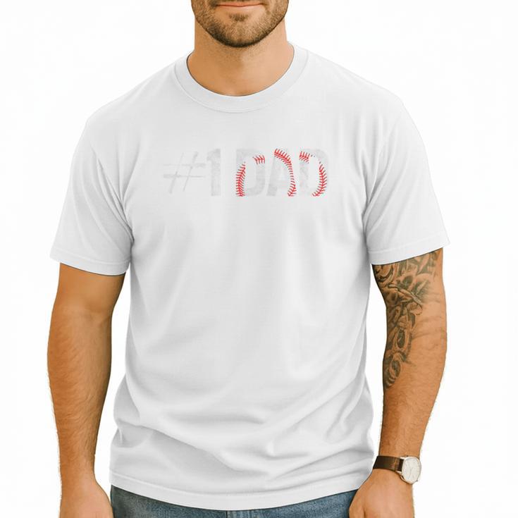 Baseball Player Number One Baseball Dad Father's Day Raglan Baseball Tee Men T-Shirt