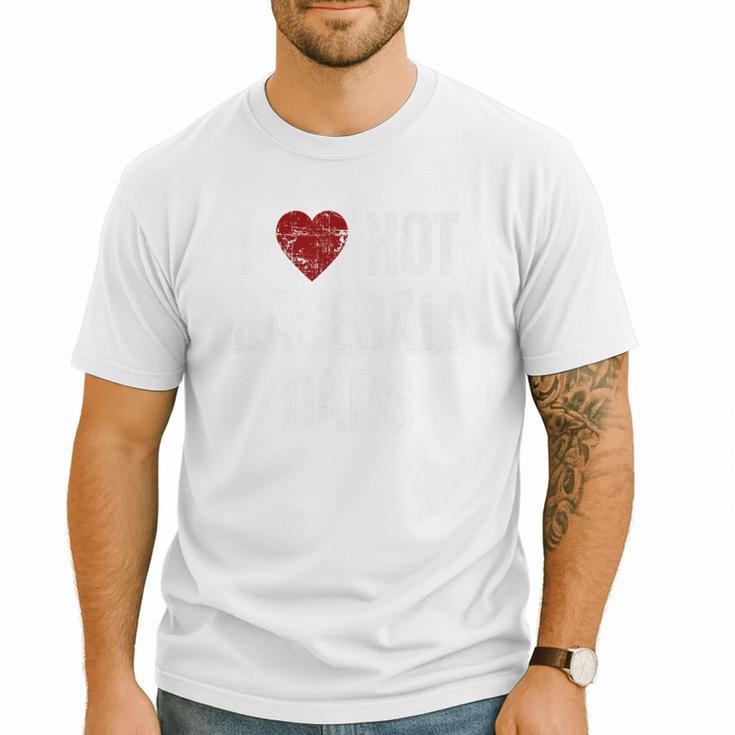 I Love Hot Baseball Dads Red Hearts Premium Men T-Shirt