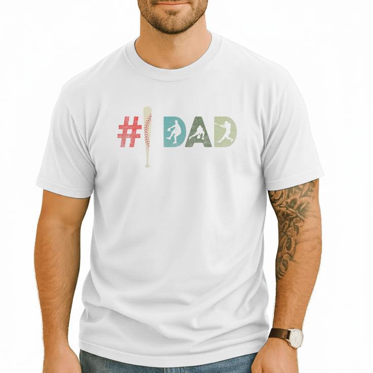 Number One Baseball Dad Father's Day Baseball Player Dad Premium Men T-Shirt