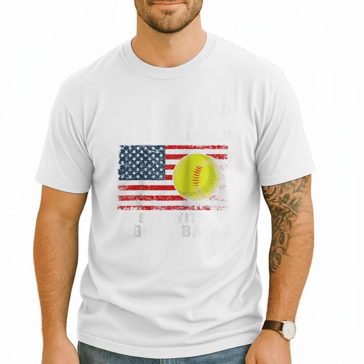 Patriotic Softball Dad Like A Baseball Dad Raglan Baseball Tee Men T-Shirt