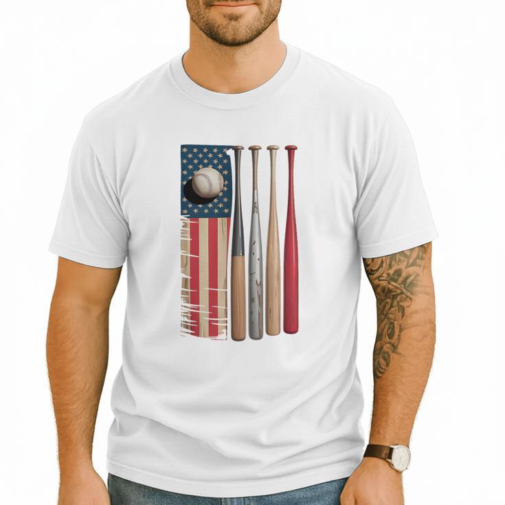 Patriotic USA Flag American Baseball Dad 4th Of July Premium Men T-Shirt