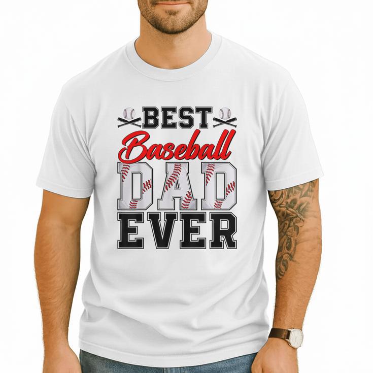Retro Best Baseball Dad Ever Daddy Happy Fathers Day Men Men T-Shirt