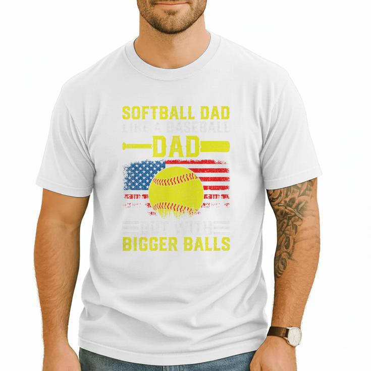 Softball Dad Like A Baseball Dad But Bigger Balls Back Premium Men T-Shirt