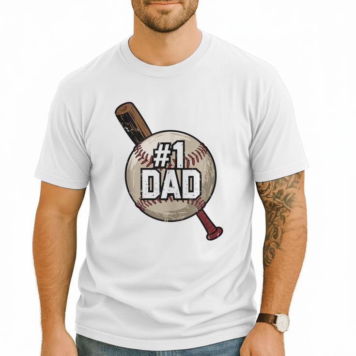 Vintage Father's Day 1 Baseball Dad Baseball Lovers Players Men T-Shirt