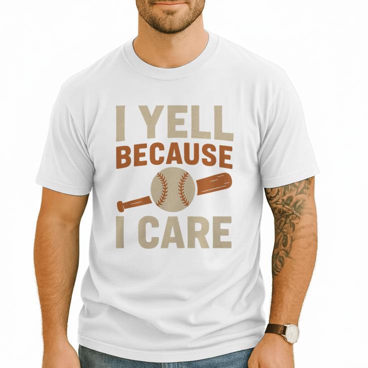 I Yell Because I Care Baseball Dad Coach Father's Day Premium Tri-Blend Men T-Shirt