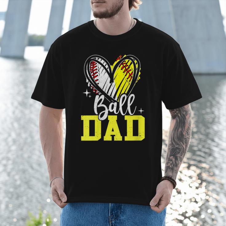 Ball Dad Softball Baseball Dad Fathers Day Men T-Shirt