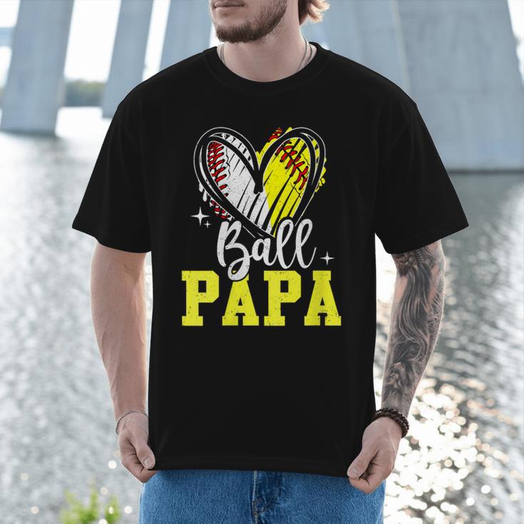 Ball Papa Softball Baseball Dad Daddy Men T-Shirt