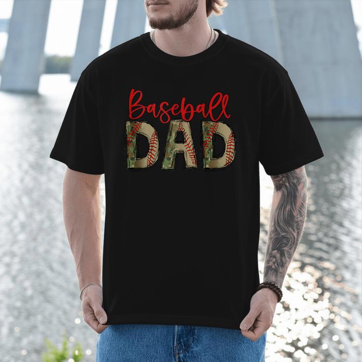 Baseball Dad Camouflage Camo Flag Military Father's Day Men T-Shirt Baseball Dad Camouflage Camo Flag Military Father's Day Men T-Shirt