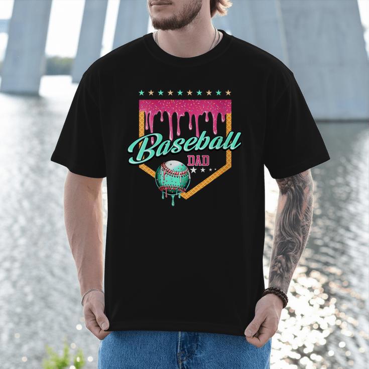 Baseball Dad Drip Home Plate Dripping Ice Cream Men T-Shirt Baseball Dad Drip Home Plate Dripping Ice Cream Men T-Shirt