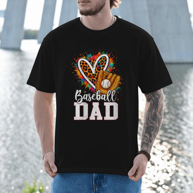 Baseball Dad Leopard Heart Colorful Men T-Shirt Baseball Dad Leopard Heart Colorful Men T-Shirt