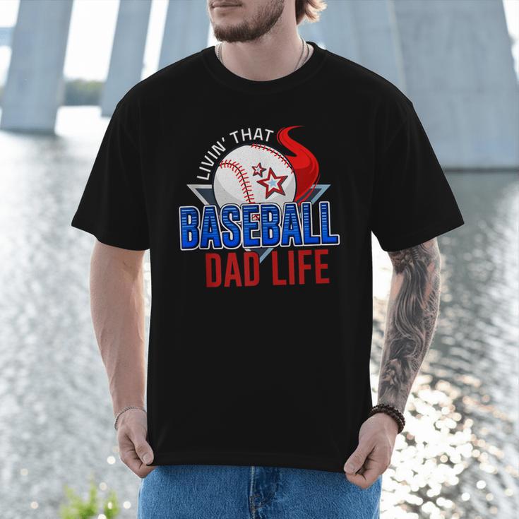 Baseball Dad Life Happy Fathers Day Dad Daddy Baseball Lover Men T-Shirt