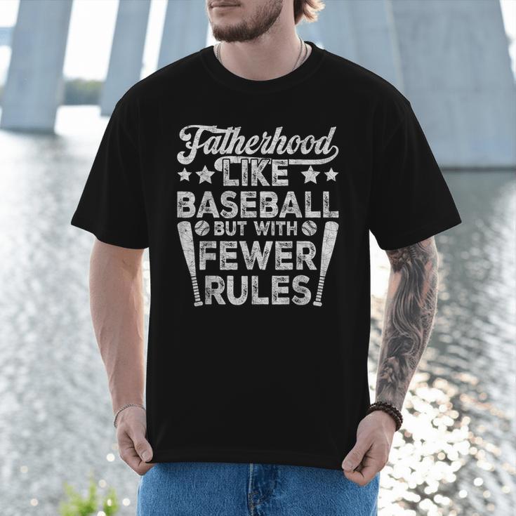 Baseball Dad Men Fatherhood Like Baseball With Fewer Rules Men T-Shirt Baseball Dad Men Fatherhood Like Baseball With Fewer Rules Men T-Shirt