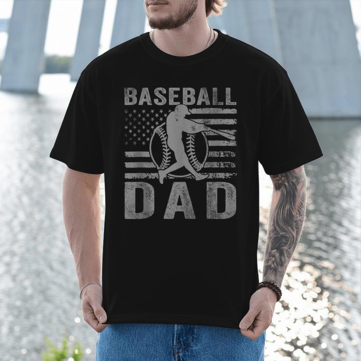 Baseball Dad USA American Flag Father's Day Men Men T-Shirt Baseball Dad USA American Flag Father's Day Men Men T-Shirt