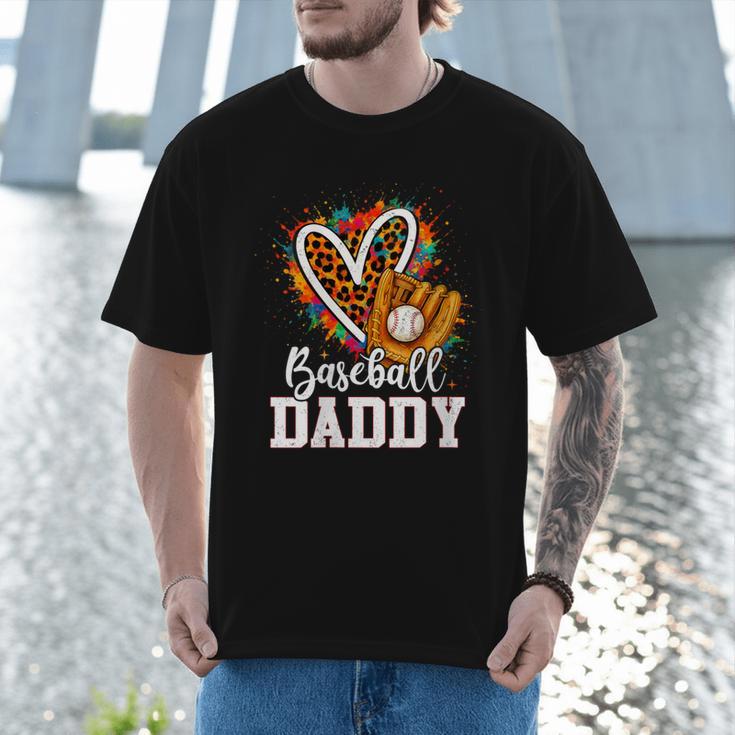 Baseball Daddy Leopard Heart Colorful Men T-Shirt