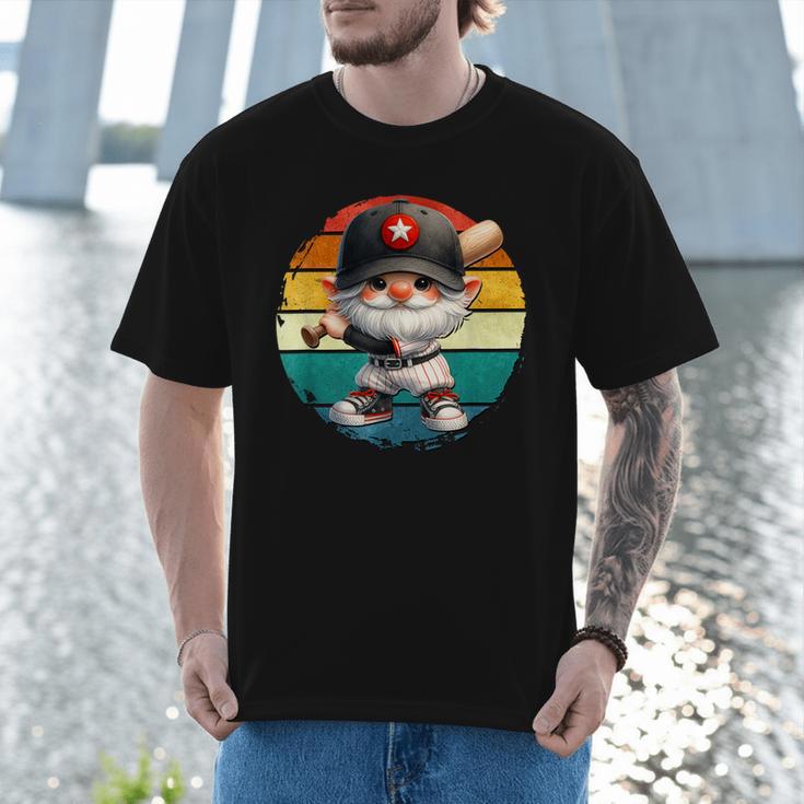 Baseball Grandpa Gnome On A Retro Sunset For Baseball Dad Men T-Shirt Baseball Grandpa Gnome On A Retro Sunset For Baseball Dad Men T-Shirt