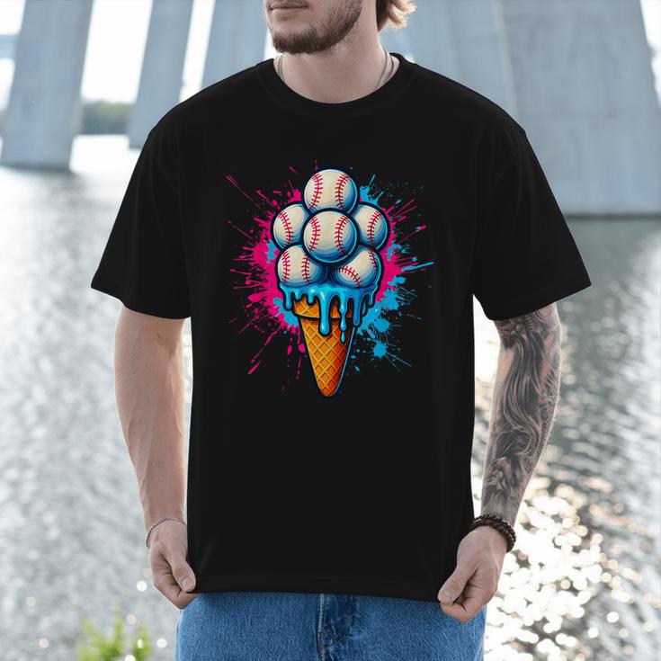 Baseball Ice Cream Drip Baseball Dad Sports Fan Youth Boys Men T-Shirt Baseball Ice Cream Drip Baseball Dad Sports Fan Youth Boys Men T-Shirt