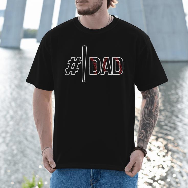 Baseball Player Dad Father's Day Number One Baseball Dad Men T-Shirt