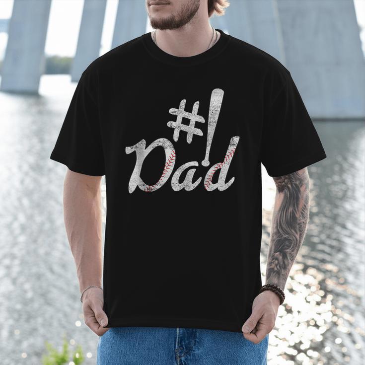 Baseball Player Dad Papa Fathers Day Number One Baseball Dad Men T-Shirt Baseball Player Dad Papa Fathers Day Number One Baseball Dad Men T-Shirt