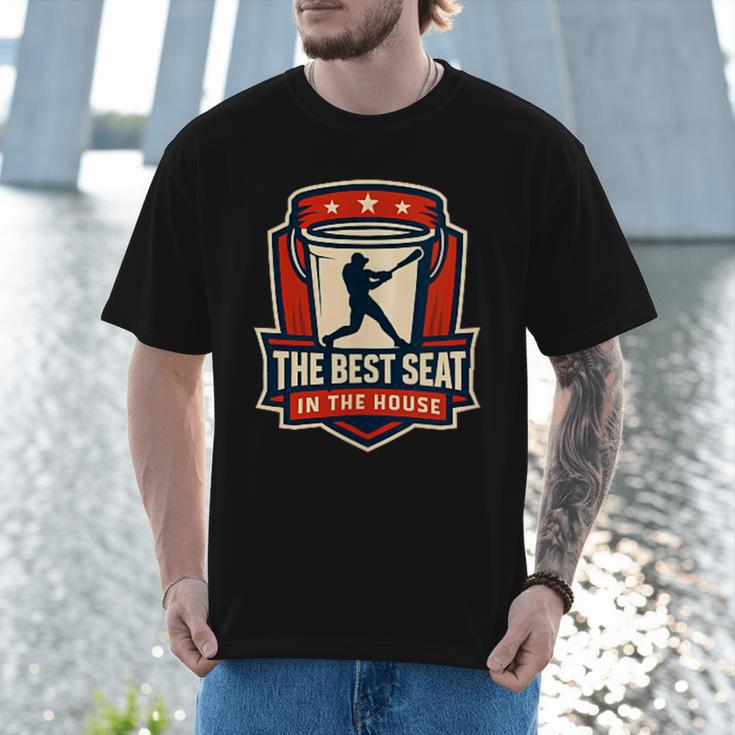 The Best Seat In The House Bucket Dad Baseball Dad Men T-Shirt The Best Seat In The House Bucket Dad Baseball Dad Men T-Shirt