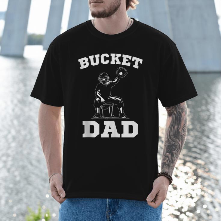 Bucket Dad Softball Dad Baseball Dad Catcher Men T-Shirt Bucket Dad Softball Dad Baseball Dad Catcher Men T-Shirt