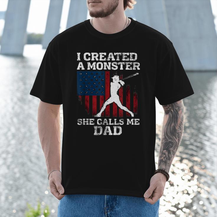 I Created Monster She Calls Me Dad Baseball Dad Men T-Shirt I Created Monster She Calls Me Dad Baseball Dad Men T-Shirt