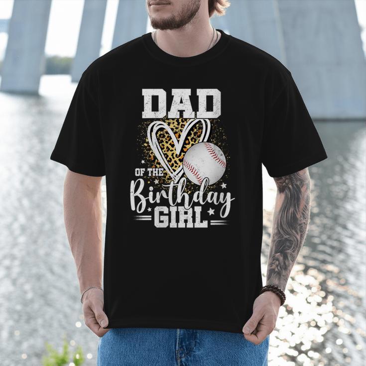 Dad Of The Birthday Girl Baseball Dad Leopard Heart Men T-Shirt Dad Of The Birthday Girl Baseball Dad Leopard Heart Men T-Shirt
